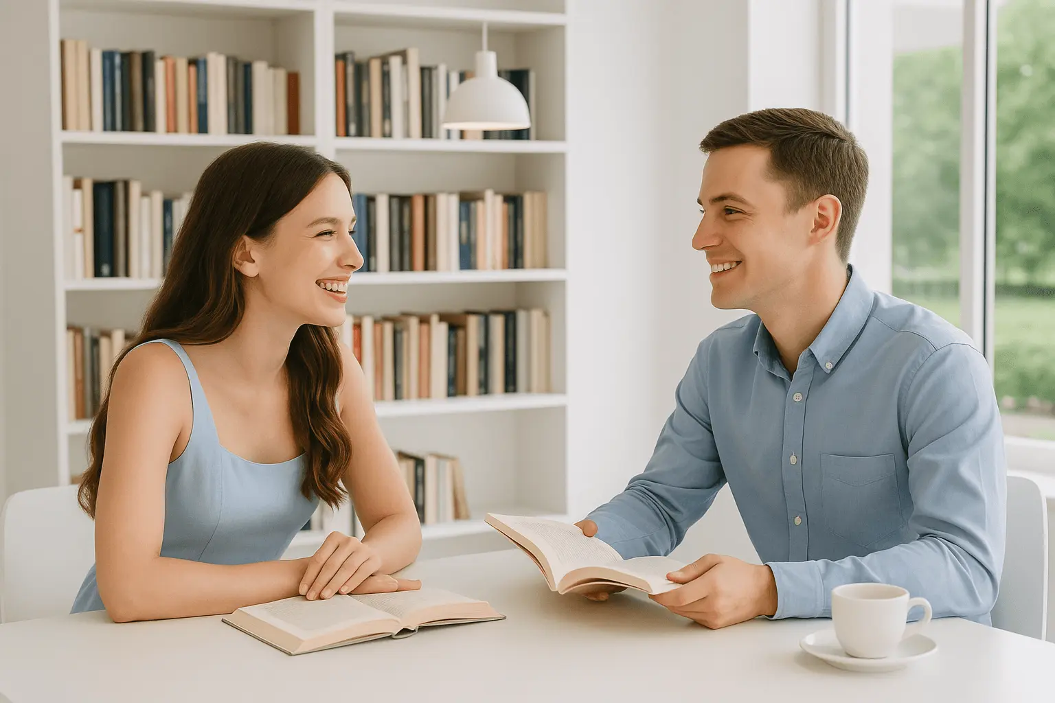 Sevgiliyle kitap kafede buluşmak